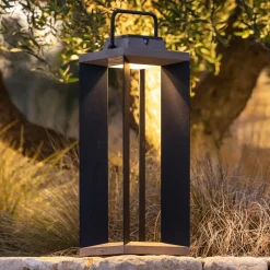 Solcellelanterne Teckalu, aluminium sort, 65,5 cm