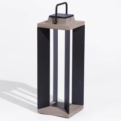 Solcellelanterne Teckalu, aluminium sort, 65,5 cm