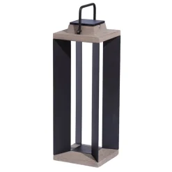 Solcellelanterne Teckalu, aluminium sort, 65,5 cm