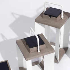 Solcellelanterne Teckalu, Duratek/hvid, 45,5 cm