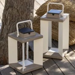 Solcellelanterne Teckalu, Duratek/hvid, 45,5 cm