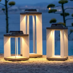 Solcellelanterne Teckalu, Duratek/hvid, 45,5 cm