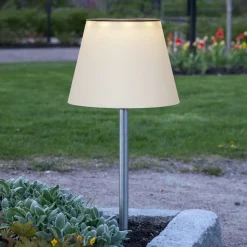Solini LED-lampe med jordspyd, hvid/sølv, højde 90 cm