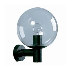 Sort udendørs væglampe med krystalglas