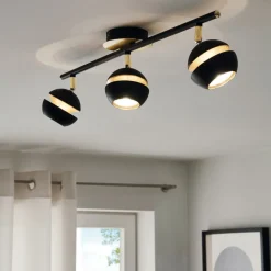 Sort-guld LED-loftslampe Nocito - 3 lyskilder
