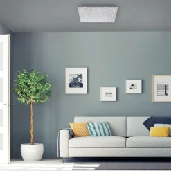 Sparkle LED-loftlampe CCT dim stål 45x45cm