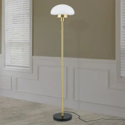 Sparta gulvlampe, sort/messing, glas, marmor, 148 cm