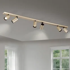 Spotlight Sean, 6 lyskilder, guldfarvet, metal, drejeligt monteret