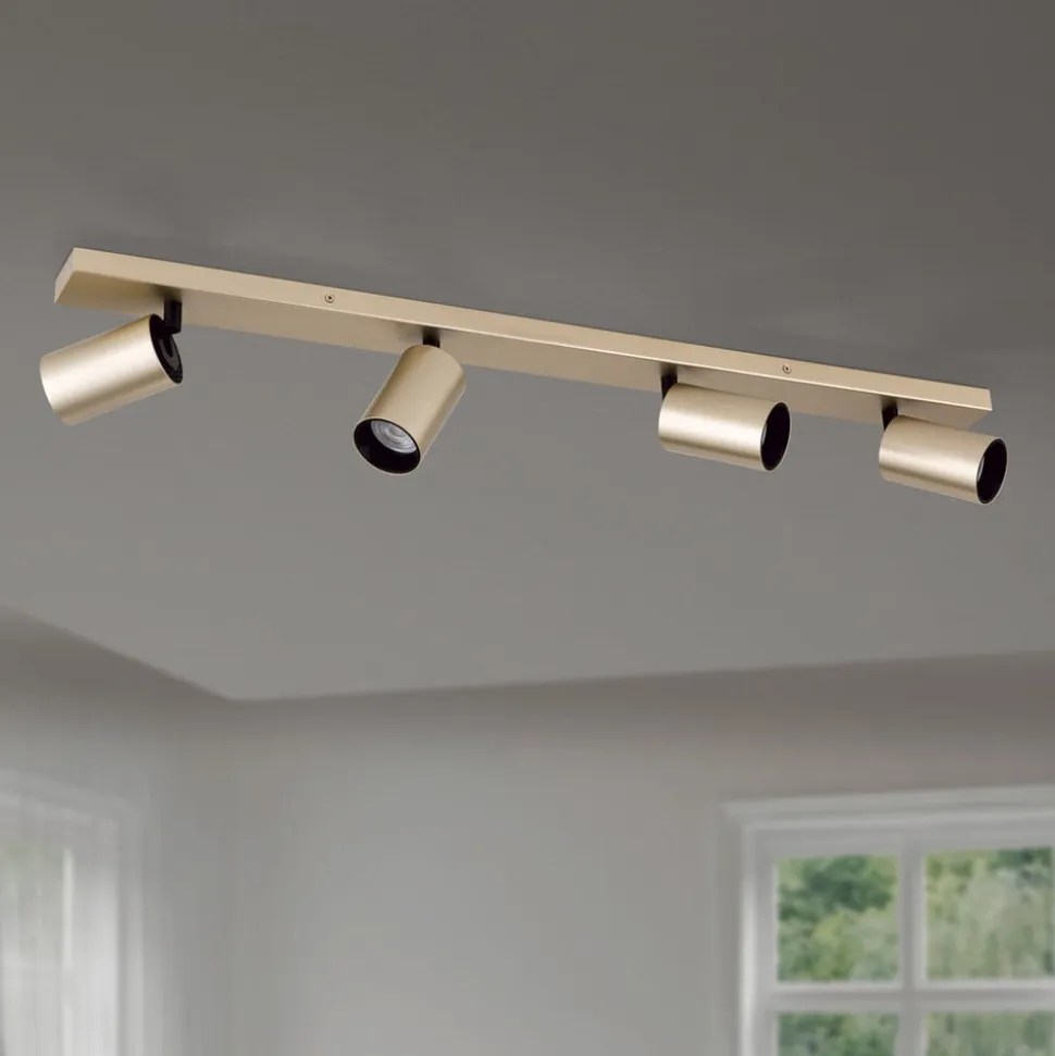 Spotlight Sean, 4 lyskilder, guldfarvet, metal, drejeligt monteret