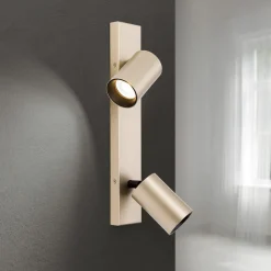 Spotlight Sean, 2 lyskilder, guldfarvet, metal, drejeligt monteret