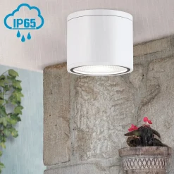 Sputnik LED-loftspot, IP65, Ø 14,5 cm, hvid