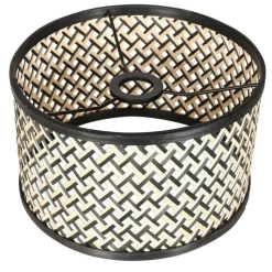 Stang gulvlampe, LED-læselampe, sort/naturlig fletværk