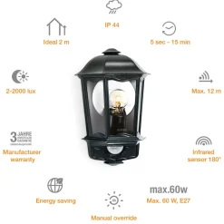 STEINEL L 190 S udendørs væglampe med sensor, sort