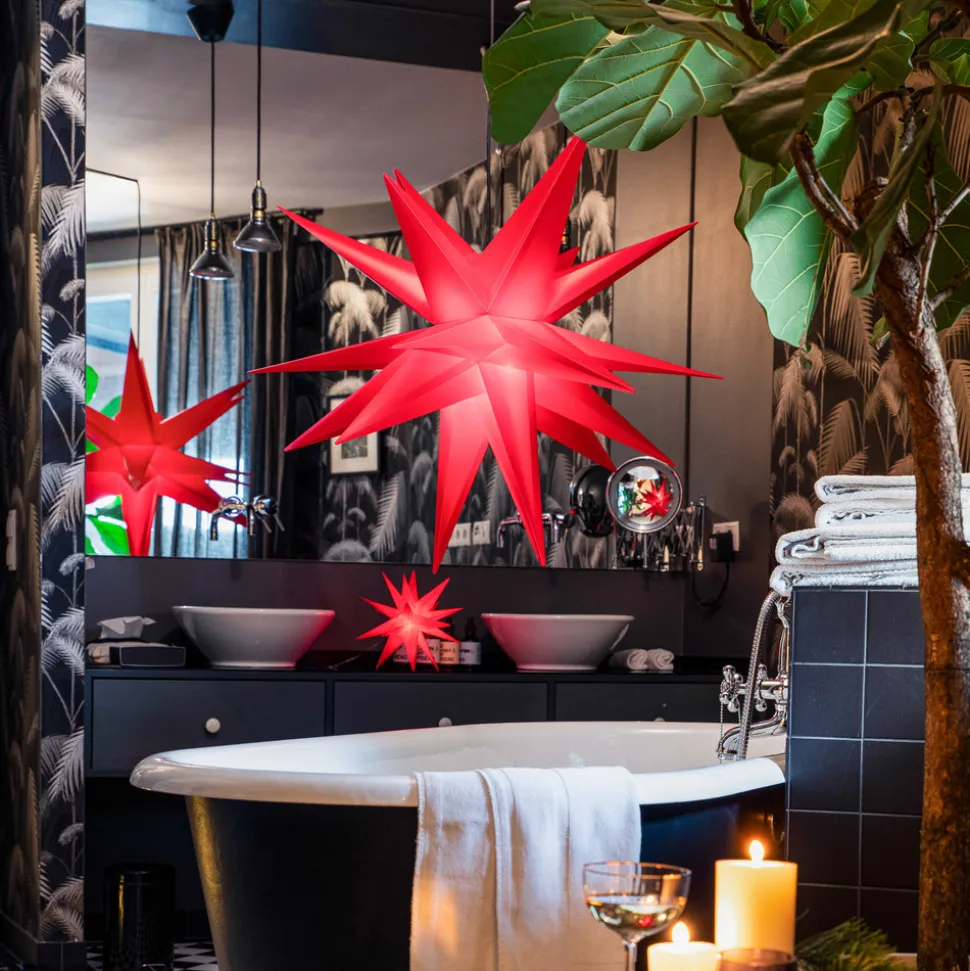 STERNTALER LED-stjerne, rød, Ø 25 cm, IP44, batteri