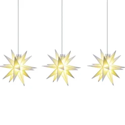 STERNTALER Lyskæde Stjerne, hvid Ø 12 cm 18 takker 3 lyskilder.