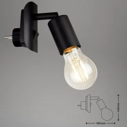 Stikkontaktlampe Batita Retro, IP20, sort