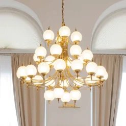 Stilig OBJEKT lysekrone i bronze med 32 lys