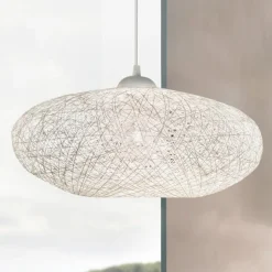 Stof-pendellampe Campilo i hvid