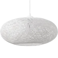 Stof-pendellampe Campilo i hvid