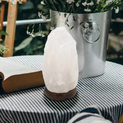 Stone bordlampe, saltkrystal, hvid