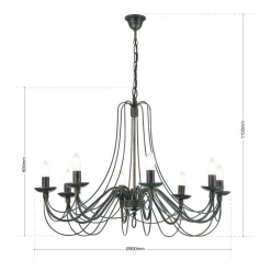 Stor CLARA lysekrone i herregårdsstil med otte lys