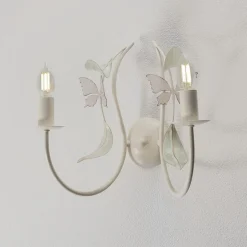 Summer væglampe, hvid/grøn/pink, bredde 25 cm, stål, 2 lyskilder