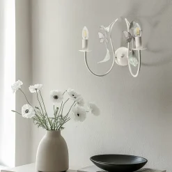 Summer væglampe, hvid/grøn/pink, bredde 25 cm, stål, 2 lyskilder