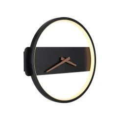 Sussy LED-væglampe med ur, sort, bredde 32 cm
