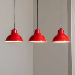 Sven hængelampe, 3 lyskilder, rød, stål, E27
