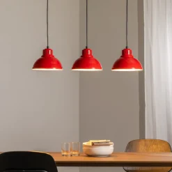 Sven hængelampe, 3 lyskilder, rød, stål, E27