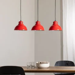 Sven hængelampe, 3 lyskilder, rød, stål, E27
