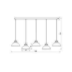 Sven hængelampe, 5 lyskilder, beige, stål