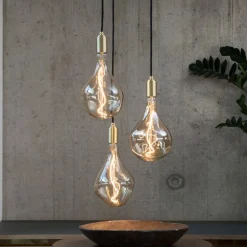 Tala hængelampe Triple Pendant rund, E27 klar, hvid/messing