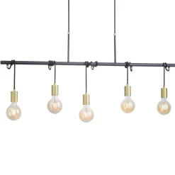 Tamara hængelampe, 5 lyskilder, messing/sort