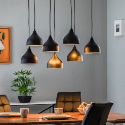 Tattoo 6221 hængelampe 7 lyskilder sort/guld