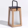 Tecka soldrevet LED-lanterne, bærbar, 25 cm, teak
