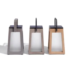 Tecka soldrevet LED-lanterne, bærbar, 25 cm, teak