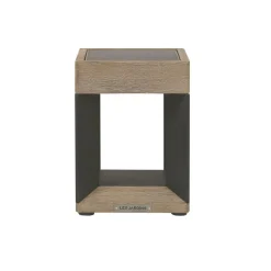 Teckalu LED-bordlampe med solcelle, sort/lyst træ