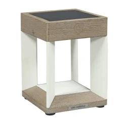 Teckalu LED-bordlampe med solcelle, hvid/lyst træ