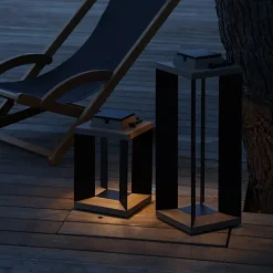 Teckalu solcellelanterne, aluminium sort, 36,5 cm