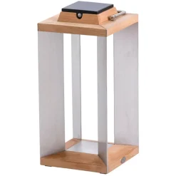 Teckinox LED-solcellelanterne, teak/stål, 45,5 cm