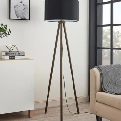 Tekstilgulvlampe Majken - mørkegrå/sort