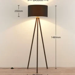 Tekstilgulvlampe Majken - mørkegrå/sort