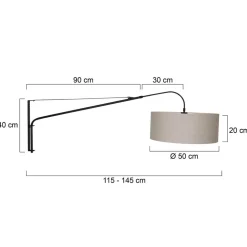 Tekstil-væglampe Elegant Classy sort/grøngrå