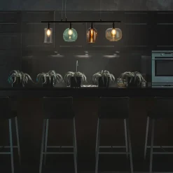 Telesto pendellampe med glasskærme, 4 lyskilder