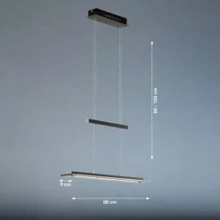 Tenso TW LED-hængelampe med dæmper, sort, 88cm