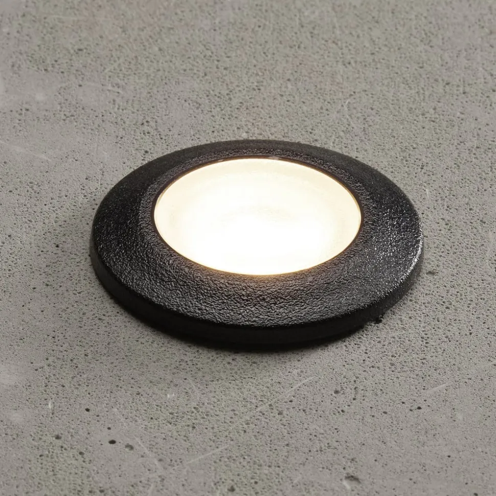 Teresa indbygningslampe rund, sort/frostet 3.000 K