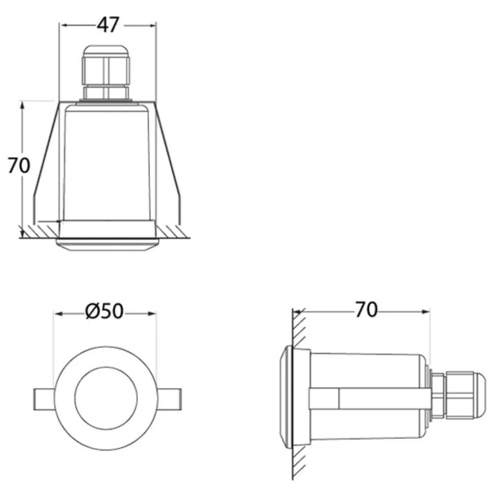 Teresa indbygningslampe rund, sort/frostet 3.000 K