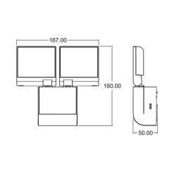 Theben udendørs LED-væglampe theLeda S17-100L, hvid, 2 lyskilder.