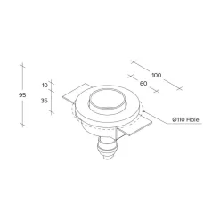 Thessaly indbygningsspot, kobber, gips, Ø 10 cm, GU10